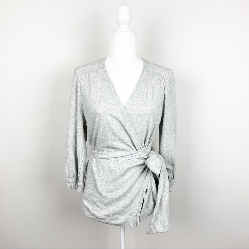 Caslon Gray Size Small 3/4 Sleeve Wrap Top